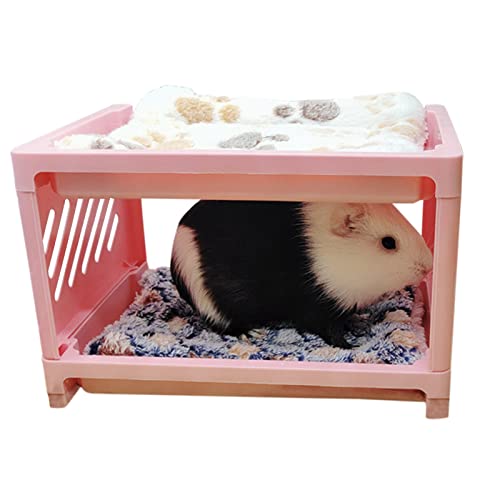 BaoFufc Hamsterbett Haus Etagenbett Kleintier Warmbett Haus Käfig Nest Decke Bett Kleintierhaus Tiere Hamsterkäfig Bettwäsche, Rosa von BaoFufc