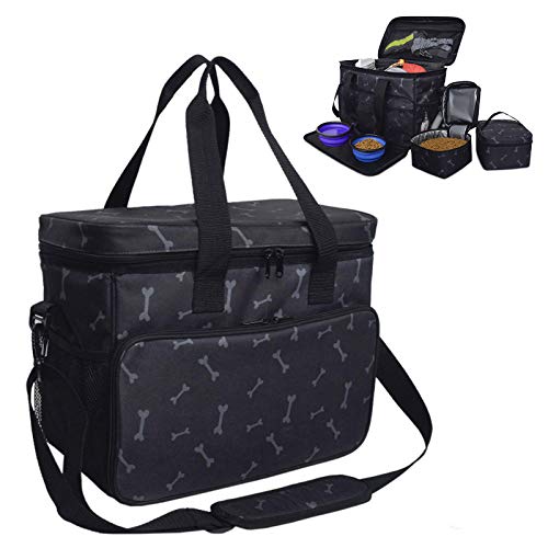 BaoFufc Haustier-Reise-Umhängetasche, multifunktional, für Hundefutter, Behälter, Organizer-Set für Wandern, Camping, Kätzchen, ca. 39 x 24 x 32 cm, Schwarz von BaoFufc