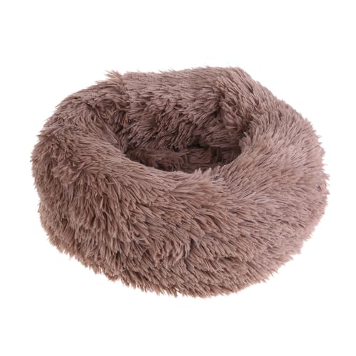 BaoFufc Haustierbett für Hunde und Katzen, runde Liege, Sofa, Nest, weiche Plüsch-Pads, Matte, Hundebetten für große Hunde, Khaki, 70 cm von BaoFufc