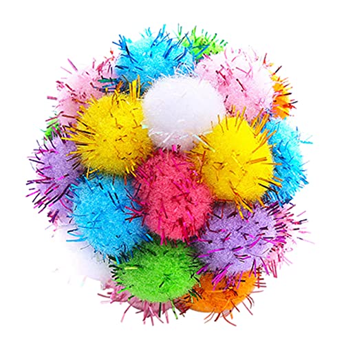 BaoFufc Plüschspielzeug für Katzen, Training, Spielen, Pompons, Haustierzubehör für Katzen, buntes Katzenspielzeug, Pompons, 5,1 cm Durchmesser, Katzenball, Spielzeug, Regenbogen von BaoFufc