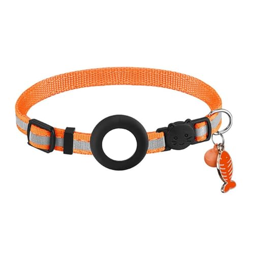 BaoFufc Reflektierendes Katzenhalsband, wasserdichtes Haustierhalsband mit Tracker-Halter & Breakaway Haustierhalsband, Sicherheit & Verstellbares Halsband, Katzenhalsbandhalter, Breakaway von BaoFufc