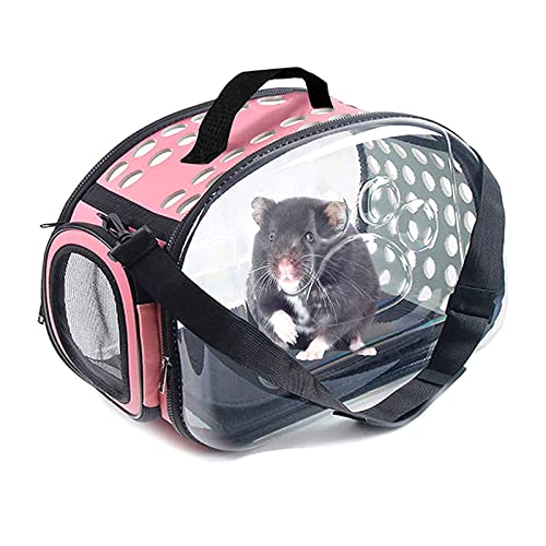 BaoFufc Tragetasche für Hamster, Tragetasche, kleine Tiere, tragbare Reisetaschen mit verstellbarem Gürtel, Meerschweinchen, ausgehende Tragetasche, Rucksack für kleine Tiere, mit Schultergurt, Rosa von BaoFufc