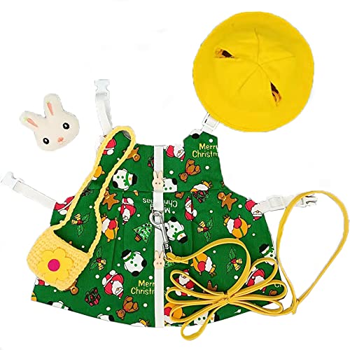 BaoFufc Weihnachtsoutfit für Kleintiere, Leine, Set mit Hut und Tasche, ausbruchsicher, atmungsaktiv, Kostüm für Hamster, Mäuse, Geschirr und Leine zum Spazierengehen, ausbruchsicher von BaoFufc