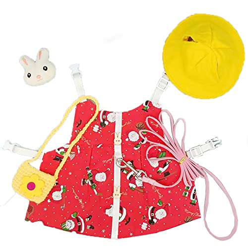 BaoFufc Weihnachtsoutfit für Kleintiere, Leine, Set mit Hut und Tasche, ausbruchsicher, atmungsaktiv, Kostüm für Hamster, Mäuse, Geschirr und Leine zum Spazierengehen, ausbruchsicher von BaoFufc