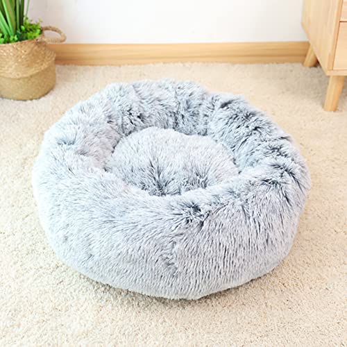 Katzenbetten für Indoor-Katzen, 40 cm Durchmesser, weiches, rundes Hundebett, Plüschkissen, rutschfeste Unterseite, mehrfarbig, rund, weiches Hundebett von BaoFufc