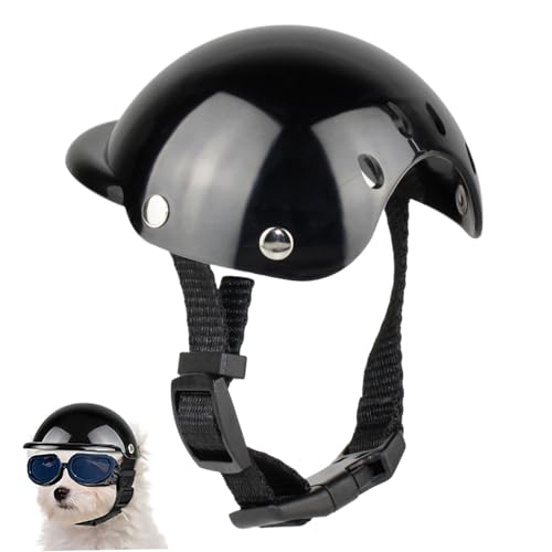 Hund Motorradhelm, kleiner Hundehelm süßer kuppelförmiger Katzenhelm Atmungsaktivem Hundehelm mit Verstellbarer Gurtwinddichte Sonne und crackbeständiges Haustier-Motorradhelm, Hundehelm von Baobiutin