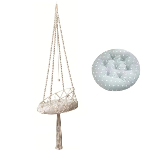 Katze Hängematte, Katzenschwungbett, hängendes Katzenbett mit 15,8 '' Kissen Boho Macrame Hängematte Katze Swing -Bett hängende Katzenwand -Hängematten -Dekor für Haustierschlafe, Spiele, Katzenhän von Baobiutin