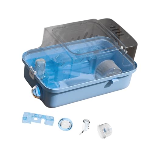 Baoblaze 2 Ebenen Hamster Käfig Multi -Use -Belüftung mit klarem Deckel Hamster Lebensraum Kleiner Tier Käfig für Rennmäuse Mäuse Meerschweinchen, Blau von Baoblaze