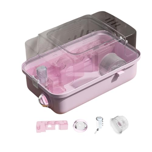 Baoblaze 2 Ebenen Hamster Käfig Multi -Use -Belüftung mit klarem Deckel Hamster Lebensraum Kleiner Tier Käfig für Rennmäuse Mäuse Meerschweinchen, Rosa von Baoblaze