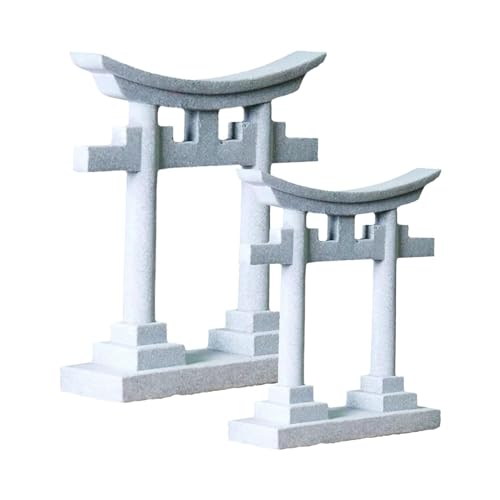 Baoblaze 2 Stück Imitation Stein Torii Tor Aquarium Dekor Japanisches PVC Aquarium Torii Tor Miniatur mit exquisiten Details von Baoblaze