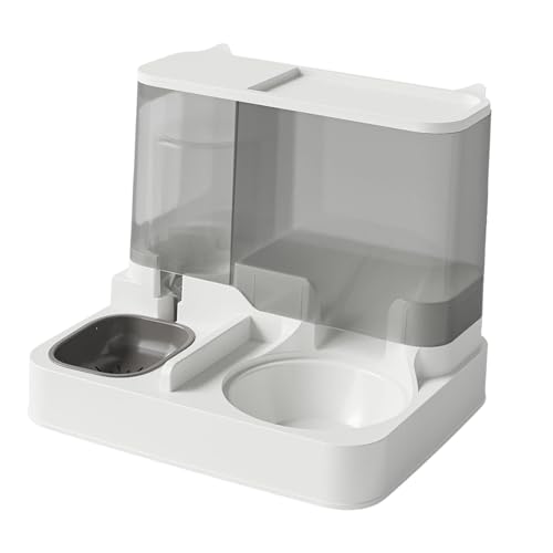 Baoblaze 2 in 1 Automatischer Wasserspender für Hunde, Futterspender, Fress- und Trinknapf, praktische Futter- und Wasserversorgung, Hundenapf, GRAU von Baoblaze