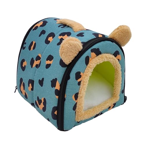 Baoblaze 2-in-1 faltbares Haustierhaus, warmes Katzenbett für kleine Hundewelpen mit tragbarem Griff, Reißverschlussdesign und abnehmbarem, waschbarem Kissen, blau 35x29x29cm von Baoblaze