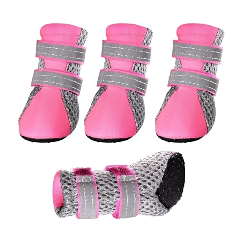 Baoblaze 4 Stück atmungsaktive weiche Mesh-Schuhe, Hundestiefel mit Riemen, waschbare, Bequeme Hundeschuhe, Hunde-Wanderstiefel, L von Baoblaze