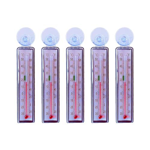 Baoblaze 5 x schwimmendes Aquarium-Thermometer, Tauchthermometer, Glasrohr, analoges Aquarium-Thermometer mit großer Reichweite und Saugnapf, Rechteck von Baoblaze