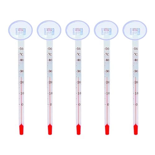 Baoblaze 5 x schwimmendes Aquarium-Thermometer, Tauchthermometer, Glasrohr, analoges Aquarium-Thermometer mit großer Reichweite und Saugnapf, Stock von Baoblaze