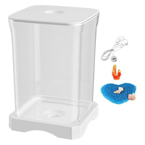 Baoblaze Betta-Aquarium, Aquarium-Dekor, transparent, stabil, kleines Aquarium, Mini-Schüssel für Büro, Wohnzimmer, Fische, Eidechsen, Weiß von Baoblaze