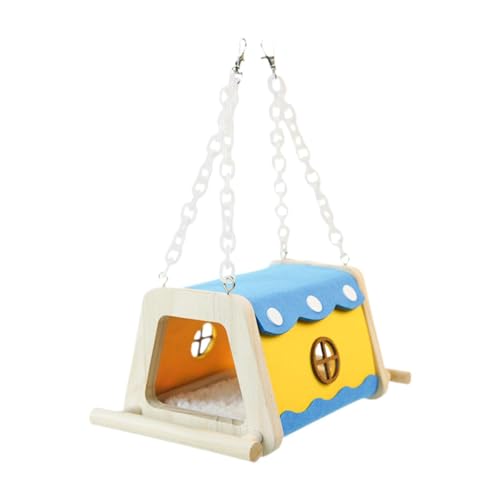 Baoblaze Bird Nest House Shed Hütte Hängende Höhle Höhle Käfig Accessoire Spielzeug Barch Versteck für Hamster Cockatiels Lovebird Cockatoo Wellensittiche, Gelb Blau von Baoblaze