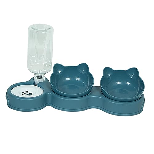 Baoblaze Doppelte Katzennäpfe, Wasser- und Futternapf-Set für Haustiere, mit automatischer Trinkflasche für kleine, mittelgroße Hunde und Katzen, dunkelgrün von Baoblaze