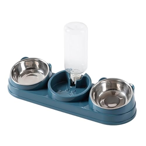 Baoblaze Dreifacher Katzennapf, Futterspender mit Wasserspender, 15° geneigt, erhöhter Katzennapf, Futter- und Wassernapf-Set für kleine Hunde und Kaninchen, Dunkelblau Baoblaze Dreifacher Katzennapf, Futterspender mit Wasserspender, 15° geneigt, erhöhter Katzennapf, Futter- und Wassernapf-Set für kleine Hunde und Kaninchen, Dunkelblau von Baoblaze