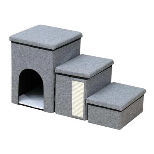 Baoblaze Faltbare Haustiertreppe Haustiertreppe 3 Stufen Bequemes Haustierhaus Ältere Katzenleiter Haustiere Hundetreppe Katzen-Hundetreppe von Baoblaze