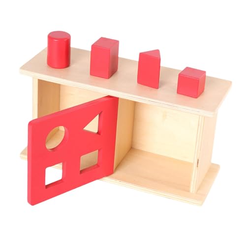 Baoblaze Form-Matching-Box Montessori Imbucare Box Frühes Lernen Koordinationsobjekt Permanente Box Holz-Matching-Box für Kinder, Roter Schiebedeckel von Baoblaze