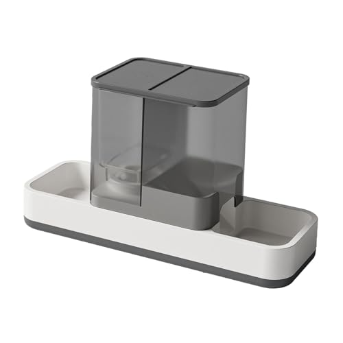 Baoblaze Futter- und Wasserspender-Set, integrierter Futterbehälter, automatischer Futterspender und Wasserspender für Kaninchen, Hunde, Katzen, Welpen, GRAU von Baoblaze