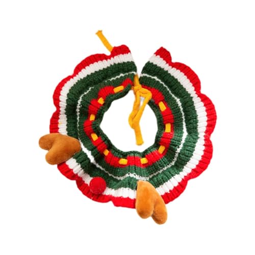 Baoblaze Gestricktes Katzenhalsband, Kätzchen-Halskette, Zubehör, handgefertigt, verstellbar, gehäkeltes Hundehalsband, Weihnachts-Katzenhalsband für, Elch von Baoblaze