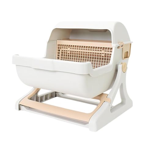 Baoblaze Halbgeschlossene Katzentoilette, Haustier-Halbkatzentoilette, leicht zu reinigen, Katzenmöbel, Kätzchentöpfchen, Toilette, Haustiertoilette, Beige von Baoblaze