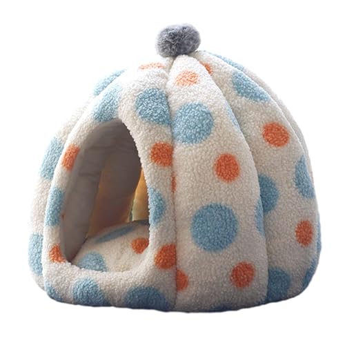 Baoblaze Halbgeschlossenes Katzenbett, Welpenbett, Hundebett, Rutschfester Boden, Nest mit waschbarem Kissen, winterweiche, warme Höhle für kleine Hundewelpen, blau L von Baoblaze