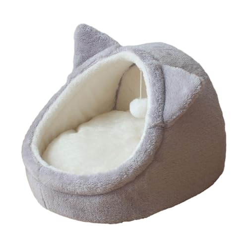 Baoblaze Halbgeschlossenes Katzennest, Katzenbetthöhle, beruhigendes Schlummern, Haustierzubehör, schlafendes Katzenzelt, selbstwärmend für Welpen, Katzen, Graues Medium von Baoblaze