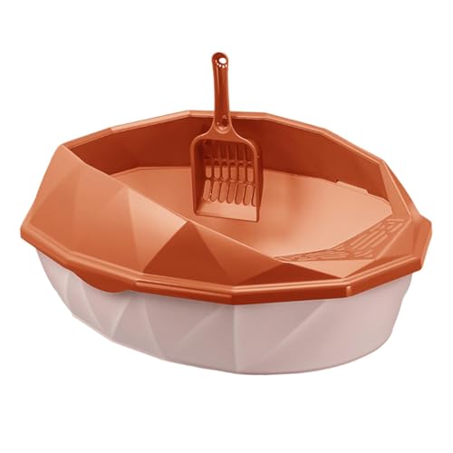 Baoblaze Halböffnende Katzentoilette Katzentoilette 18,90 Zoll x 14,96 Zoll x 7,87 Zoll. Halbgeschlossene, spritzwassergeschützte Katzentoilette, Orange von Baoblaze