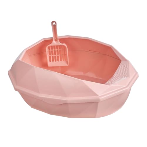 Baoblaze Halböffnende Katzentoilette Katzentoilette 18,90 Zoll x 14,96 Zoll x 7,87 Zoll. Halbgeschlossene, spritzwassergeschützte Katzentoilette, ROSA von Baoblaze