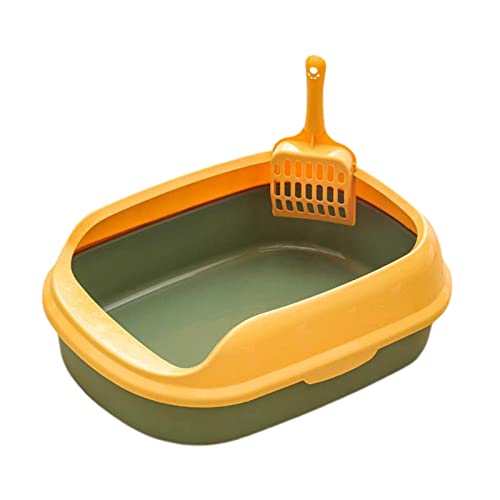 Baoblaze Katzentoilette Katzenklo, Haltbare Kunststoff Halbgeschlossene Katzentoilette, Kitten Pan Anti-Splash Toilettenschaufel Sandkasten Cat Litter Box - Grün von Baoblaze