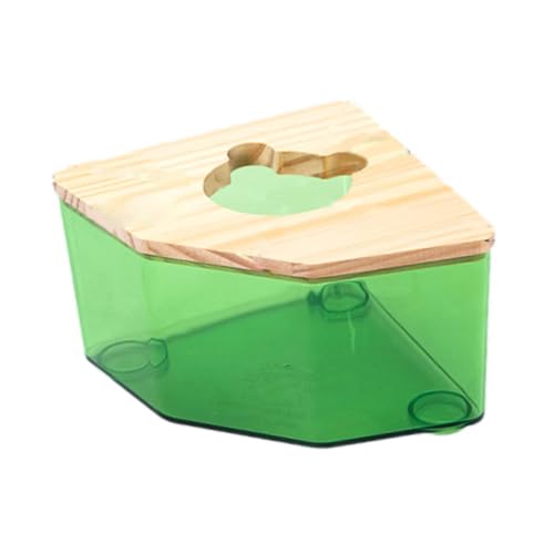 Baoblaze Hamster-Sandbad-Box, Acryl-Grabsandbehälter, Duschraum-Sandbadbehälter mit Holzdeckel für Rennmaus-Kleintiere, GrÜn von Baoblaze