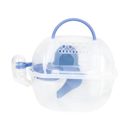 Baoblaze Hamster-Tragetasche, Käfig, Haustier-Ausgehkäfig, transparent, für Reisen mit Wasserflasche, Versteckhäuser, Kleintier-Tragekäfig für Eichhörnchen und, Blau von Baoblaze