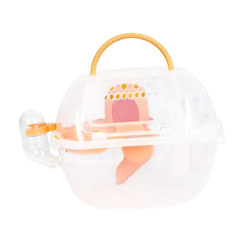 Baoblaze Hamster-Tragetasche, Käfig, Haustier-Ausgehkäfig, transparent, für Reisen mit Wasserflasche, Versteckhäuser, Kleintier-Tragekäfig für Eichhörnchen und, Orange von Baoblaze