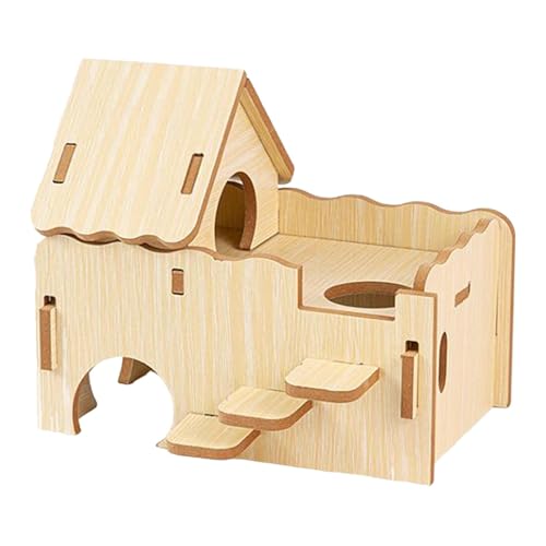 Baoblaze Hamsterhaus, Hamster-Holzhaus, Holz-Übungsspielzeug, Meerschweinchen-Schloss, Hamster-Labyrinth für Rennmäuse, Kleintiere, Chinchilla, L von Baoblaze