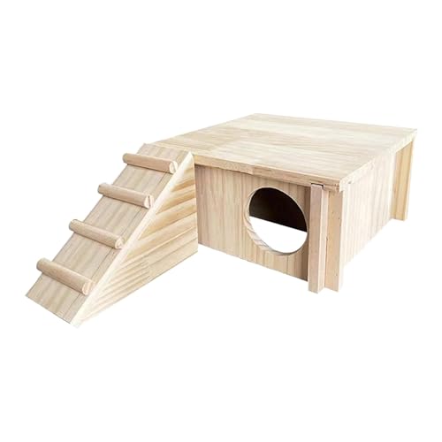 Baoblaze Hamsterhaus aus Holz mit Leiter und Fenster, Versteckzubehör, Käfigzubehör, Holzhütte für Ratten, Zwerghamster, Mäuse, kleine Haustiere von Baoblaze