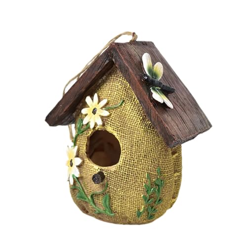 Baoblaze Hanging Bird House für Outdoors Dekorative Vogelhaus Vogel Liebhaber Geschenkharz Vogelhütte Gartendekor für Baum Terrasse Zaun, 13cmx10.5cmx16cm von Baoblaze