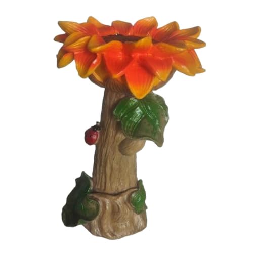 Baoblaze Harz-Futterspender für den Garten, Vogelbad, Schüsselfigur, Hinterhof-Vogelbad, Terrasse, Harzstatue, Figur, Futterstation für, Veranda, Blume 16x16x26cm von Baoblaze