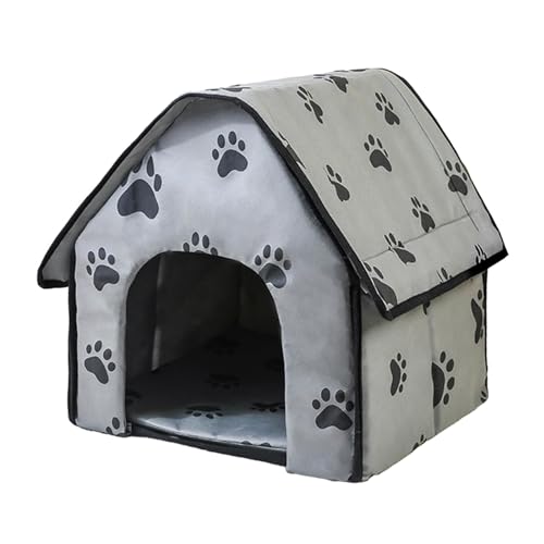 Baoblaze Haustier Haus Haustier Hund Bett Haus Shelter Anti Slip Katze Haus Weiche Falten Haustier Liefert Hund Schlafen Bett Tragbare Hund Haus Zwinger, grau von Baoblaze