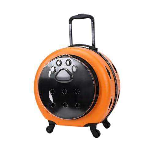 Baoblaze Haustierkiste mit Rädern, Katzen-/Welpen-/Hundetransportbox, modische Raumkapsel-Katzen-Reisetasche, Haustier-Rollträger für Outdoor-Aktivitäten, Orange von Baoblaze