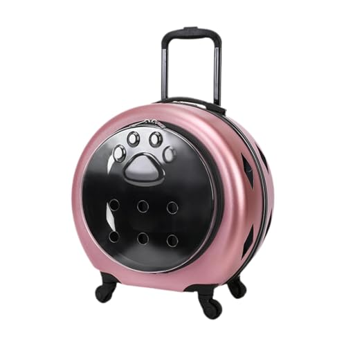 Baoblaze Haustierkiste mit Rädern, Katzen-/Welpen-/Hundetransportbox, modische Raumkapsel-Katzen-Reisetasche, Haustier-Rollträger für Outdoor-Aktivitäten, Roségold von Baoblaze