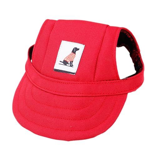 Baoblaze Hunde-Baseballkappe, Teddymütze, modische Sommermütze, Schirmmütze für Haustiere, Kopfbedeckung für kleine Hunde, Welpen, Reisen und Partys, Red S von Baoblaze