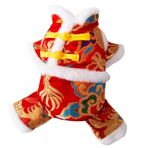 Baoblaze Hundemantel mit Knotenknöpfen, chinesisches Neujahr, Hundekostüm, Wintermantel für Haustiere, warm, Haustierkostüm, Tang-Anzug für Katzen, Party, von Baoblaze