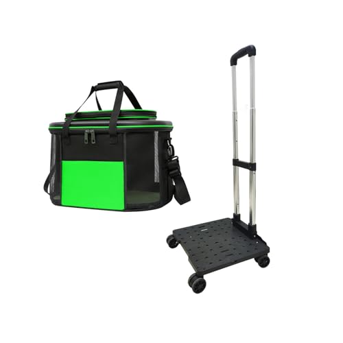 Baoblaze Hundetragetasche mit Rädern, Rolling Cat Carrier Transporttasche Haustiertragetasche Faltbare Trolley-Tasche für Reisen, Camping, Wandern, Ausgehen, GRÜN von Baoblaze