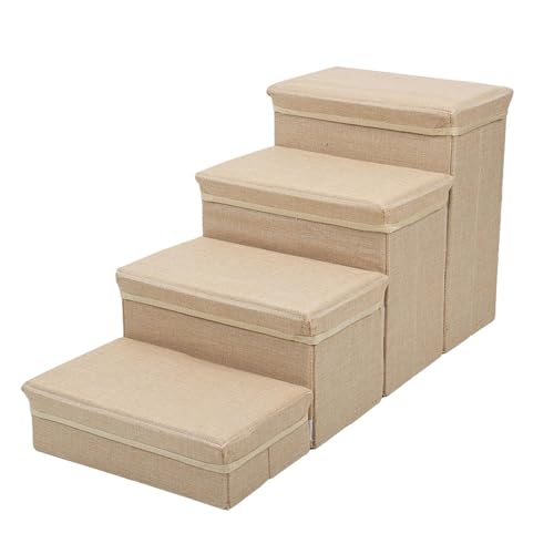 Baoblaze Hundetreppenleiter, Hundeleiter, Hunderampe, rutschfeste, Faltbare Welpentreppe, Beige von Baoblaze