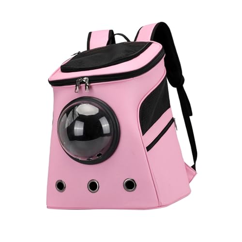 Baoblaze Katzen-Rucksack, Reisetasche mit Reißverschluss Oben, PU-, Haustier-Reisetasche, Kleiner Hunde-Rucksack zum Wandern, Angeln, Reisen, ROSA von Baoblaze