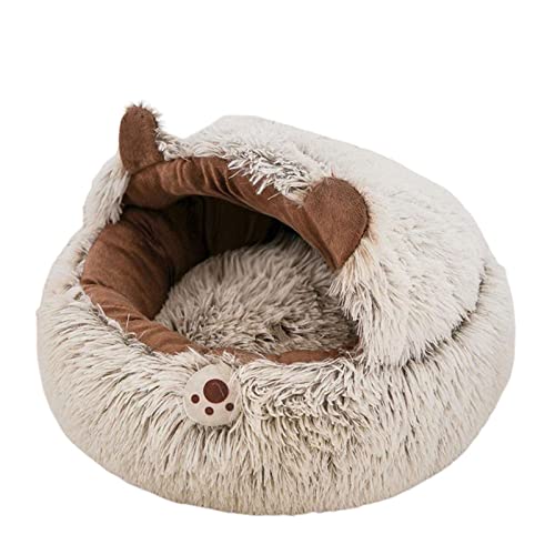 Baoblaze Katzenbett, runder Plüsch-Boden mit abnehmbarem, waschbarem Kissen, warmes Nest, weich, universeller, Brown, 40CM von Baoblaze