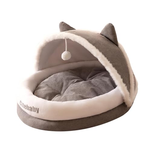 Baoblaze Katzenbett für Hauskatzen, halbgeschlossenes Katzennest, Haustier-Schlafbett, Hundebett, Katzenhaus für Hunde, Kätzchen, Welpen, Katzen, Grey L von Baoblaze